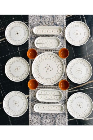 (منيز-غولد إليبز) 15 قطعة إفطار مجموعة 6 أشخاص (غولد إليبز) 15 - VENÜS HOME DECORATION