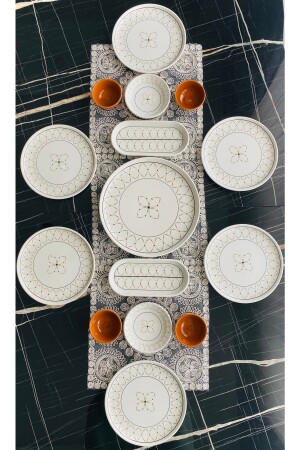 (منيز-غولد إليبس) 15 قطعة وجبة الإفطار المخصصة لـ 6 أشخاص (غولد إليبس) 6-15 - VENÜS HOME DECORATION