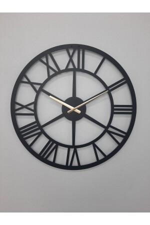 ساعة جدار أسود من معدني من المعدات من المعدات الرومانية 1.5 مليمتر سمك 60 × 60 سم رقم روماني60 - Gowpenart