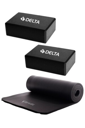 15 mm Pilatesmatte, Yogamatte mit Komfort-Bodentragegurt, 2 Yoga-Blöcke, Doppel-Yoga-Block - 1