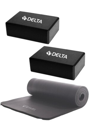 15 mm Pilatesmatte, Yogamatte mit Komfort-Bodentragegurt, 2 Yoga-Blöcke, Doppel-Yoga-Block - 1