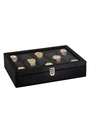 15 Stück Diamant-Uhrenbox aus schwarzem Leder aus Holz und Glas st15-24 ehy-st15-24 - 3