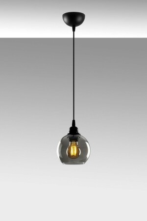 غرفة المعيشة - المطبخ - غرفة النوم اللون الأسود لون الزجاج المدخن مصباح معلق واحد (15 سم ديامتر) TYC00395727002 - Modavize