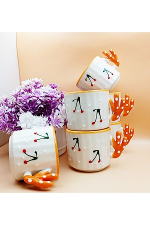 كوب من الكرز من اليد 150 مل من السيراميك الشاي المزدوج كوب من القهوة والإسبرسو والنيسكافيه هدية<<< - Salizera