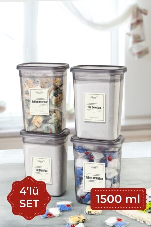 1500 مل من مجموعة من 4 حاويات تخزين مضغوطة مستطيلة بيجي أنثراكيت PGGY4LU1500DTRJN - Vienev