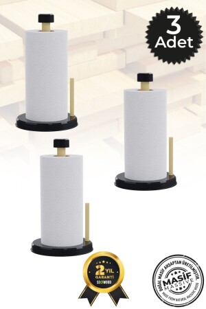 مكنز الخشبية المقبض على المطبخ ورقية محفظة الحفاضات 15-5 سم عرض أسود 3 قطع - Seowood