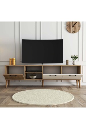 1585 Exxen 180 cm (Ahşap Ayaklı) Tv Ünitesi Sepet Beyaz - 5