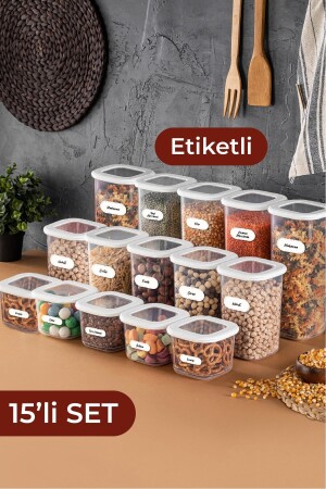 15li Etiketli Foly Kare Erzak Saklama Kabı Seti 5x(0,55 Litre, 1,2 Litre, 1,75 Litre) Beyaz FOLYKARISIK15LI - 2