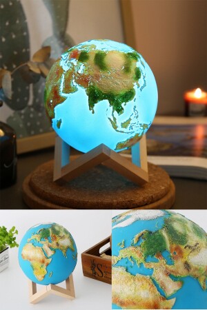 منز-مبوسس العالم نور الليل لمس 16 لون التحكم 3d الإضاءة القمر LED إضاءة YD1807 - ORİJİNALDÜKKAN