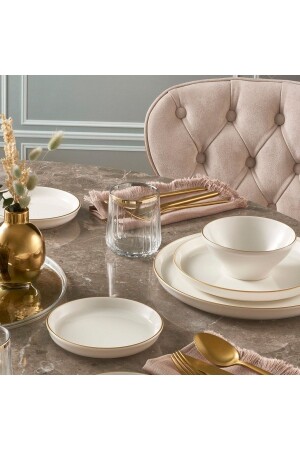 (منتز-بيلباؤ) 16 قطعة عشاء عظميّة لـ 4 أشخاص - ذهب 6154 - Güral Porselen