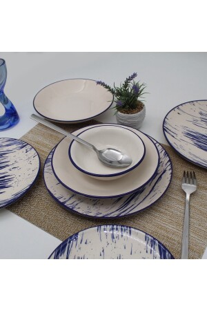 مجموعة عشاء 16 قطعة من المملكة من قبل 4 أشخاص - شبكة كوبالت ذات نمط ARN16PRCYT91 - Arna Porselen