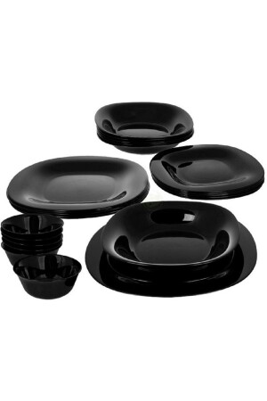 (مينز كارين) ، عشاء أسود مزمن من 16 قطعة لـ 4 أشخاص - Luminarc