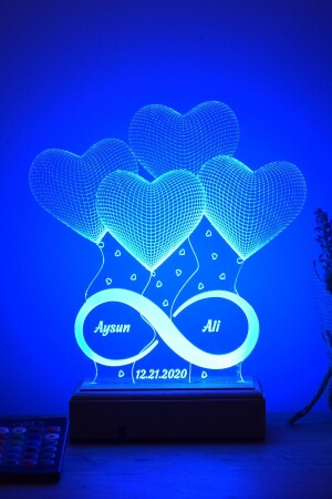 16-Farben-LED-Lampe mit 4 Herzen & Unendlichkeitsdesign und 3D-Steuerung als Geschenk für Verliebte - 3