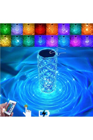 16-Farben-Touch-Kristall-LED-Tischlampe mit Fernbedienung, wiederaufladbare RGB-Atmosphärenlicht-Kristalllampe - 1