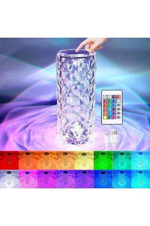16-Farben-Touch-Kristall-LED-Tischlampe mit Fernbedienung, wiederaufladbare RGB-Atmosphärenlicht-Kristalllampe - 7