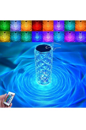 16 Farben wiederaufladbare Kristall-Tischlampe, Rosenblüten-Diamant-Nachtlicht, Atmosphärenlampe, Touch, probjl10 - 3