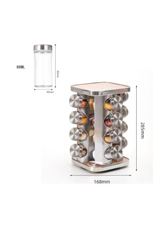 16-teiliges Glas-Gewürzdosen-Set mit Edelstahl-Holzdeckel und drehbarem Metallständer 16-teilig 9087611 - 4
