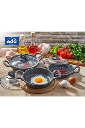 16-18-20 Mini Asya Cam Kapaklı Sahan Seti ÖZY-EDA DÖKÜM SAHAN - Eda