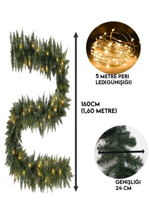 160 cm Neujahrsbaum-Kiefernzweig-Girlande, dekorative LED-Tageslicht-Neujahrsdekoration, Ornamente (1,60 Meter) 271020221700 - 2