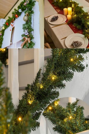 160 cm Neujahrsbaum-Kiefernzweig-Girlande, dekorative LED-Tageslicht-Neujahrsdekoration, Ornamente (1,60 Meter) 271020221700 - 3