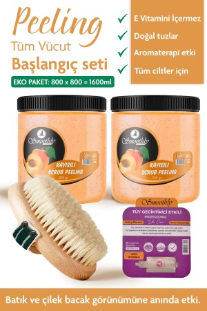 1.600 g. Body Scrup Selülit peeling Batık Karşıtı Vücut Peelingi DOĞAL ATKILI FIRÇALI - 2