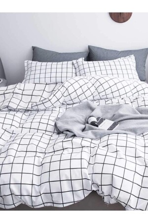 مجموعة من غطاءات القماش المزدوجة (160x200 ورقة مصبغة + غطاءات القماش + 2 قضايا وسادة) TYC00793741858 - VESSİNOHOME