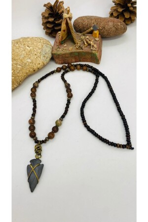 منز-اليدوية العرقية الأصلية هيبي بوهيمية رأس السهم الخشبية الحجرة الطويلة العنق 1614 - Porsuk Alternatif