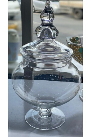 طبق الكوكي المعدني من الزجاج، مُصنّع يدويًا مغلقًا مع طعام التنقل (16X31CM) AMH0298a - Genel Markalar