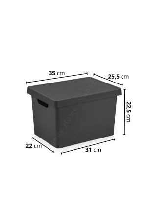 17 Liter. Box mit Deckel 3 Stück Anthrazit NDY-EP-4113-3-2 - 3
