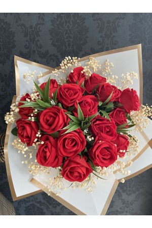 مـنـز - بوكيت الوردة الاصطناعي الاصطناعي الاحقيقي 17 قطعة - زهرة رغبة الفتيات - Minemiss Tasarım