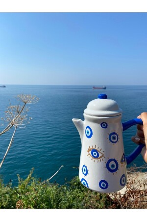 جنجة سيراميكية مصنعة يدويا مع غطاء - نزار بونكوكلو سوراهي170 - Handmadesign