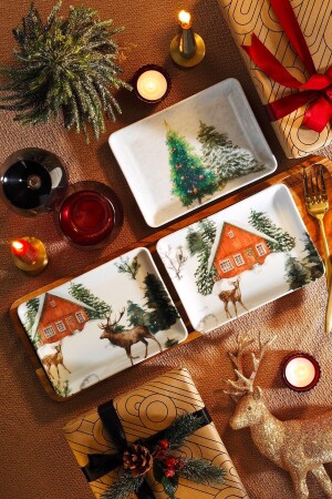 (منز) - السعادة 18 × 13 3 قطعة لوحة مسطحة - Kütahya Porselen