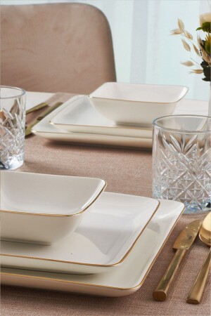 (منز-كانساس) 18 قطعة عشاء مجموعة ذهبية (جيبسكنس) 18YT30GD - Güral Porselen