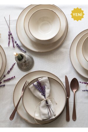 (منز-رمل نيو ريفيكتيف 18 قطعة (مجموعة عشاء البورتسلان لـ 6 أشخاص (سانييو18يست - ChiChi HOME