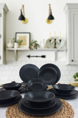 (منز-إج) 18 قطعة عشاء لـ 6 أشخاص (مات بلاك 956 - Keramika