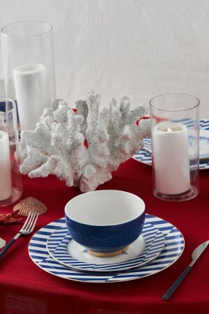 (منز) البحرية 18 قطعة طعام عشاء من الفورسلين لـ6 أشخاص - Karaca