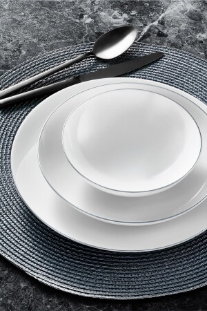 (منتز-آثينا) 18 قطعة عشاء عظميّة مجموعة لـ 6 أشخاص (الرزق) PR. 00000000GBSATN18Y130GD - Güral Porselen