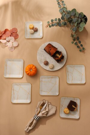 كعكة مساحة من الرخام البيضاء من 18 سم 6 قطع كعكة مساحة من الرخام البيضاء - GÜRCÜGLASS