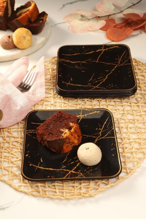 كعكة من الرخام الأسود مربع من 18 سم 6 قطع. - GÜRCÜGLASS