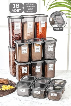 مجموعة من المواد المعدنية من 18 إيليسا المُشَارِح مربع حاوية تخزين الطعام مجموعة من الأنتراكيت 6x(0,50 LT-1,10 LT -1,70 LT - Meleni Home