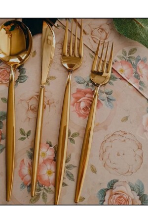 منز-ذهب 18 قطعة معطف كعكة سكين وضع الذهب الفنيزي - Demir Çeyiz