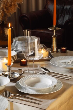 مجموعة عشاء من 18 قطعة من MNZ-Plaid لـ 6 أشخاص EKS18Y400 - Kütahya Porselen