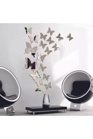18 PARÇA Dekoratif Ayna Pleksi Kelebek Duvar Süsü ( Arkası Yapışkanlı ) - Demoplex Reklam Pleksi Market
