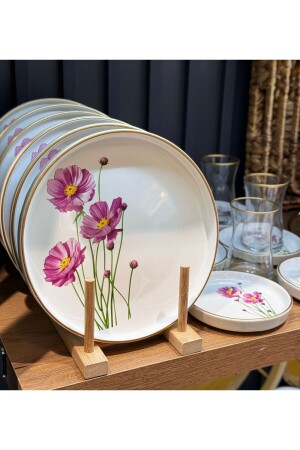 18 Parça Modern Begonvil Pasta Çay Saati Seti - Onedekor