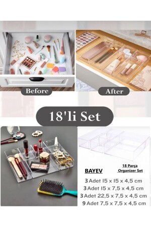 18-teiliger verstellbarer Schubladen-Organizer Lv 216 (X3) Set Schmuck-Make-up-Box Stift-Organizer - 2