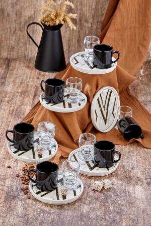 18-teiliges Kaffeetassen-Set mit Servierteller und Kaffeetassen für 6 Personen - 2