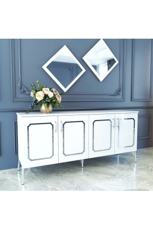 منز-إيليت 180 الفضة الأبيض-الفضة الكونسول النخبة - ESMOPA MOBİLYA