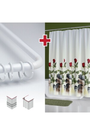 الستارة الحمراء من النمط من المياه مع هدية 180x200 سم الستارة الحمراء الأبيض من الجناح الواحد - Tropikhome