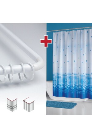 نمط المياه من النمط الازرق الستائر الحمام مع هدية المعلق 180x200 سم الستائر الواحدة للدش - L Pipe هدية - Tropikhome