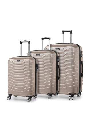 منز الرياضة. 1855 100% Abs 3-piece gold suitcase set (CABIN-MEDIUM-LARGE SIZE) P55UCVLZ01 - Polo55